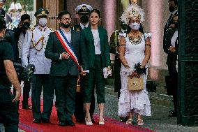 Gabriel Boric Font arrives at La Moneda Palace as President of Chile